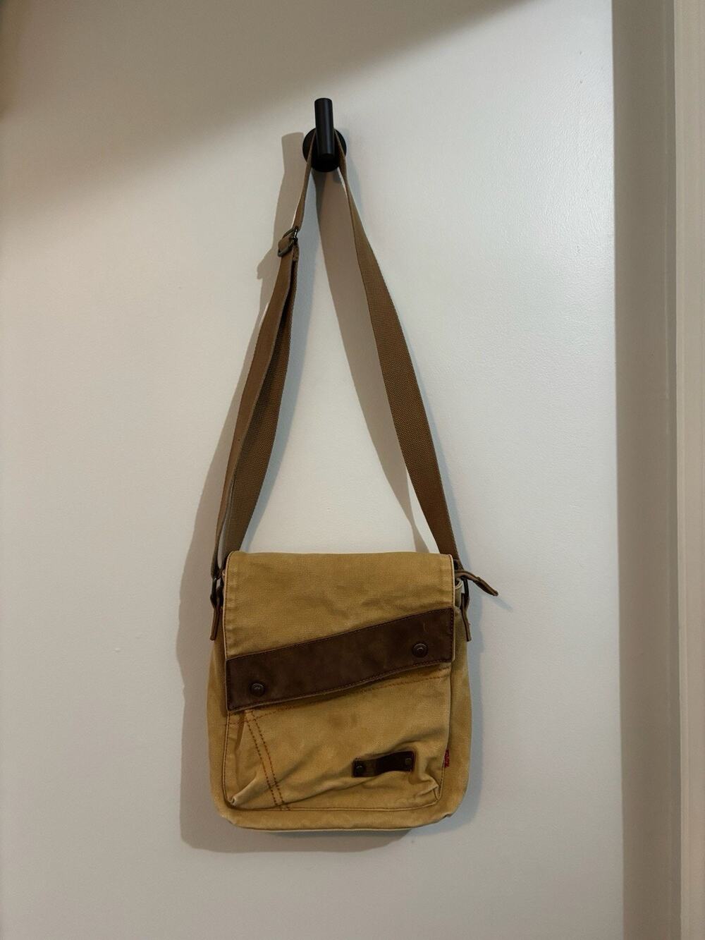 Augur Boho Canvas & Leather Cross Body Bag Purse Utility Messenger Military Tote